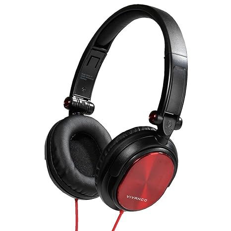 Vivanco DJ 30 Stereo On Ear Kopfhörer (faltbar, drehbar, DJ-Style, Metallic Design, 1,8 m Kabellänge) rot