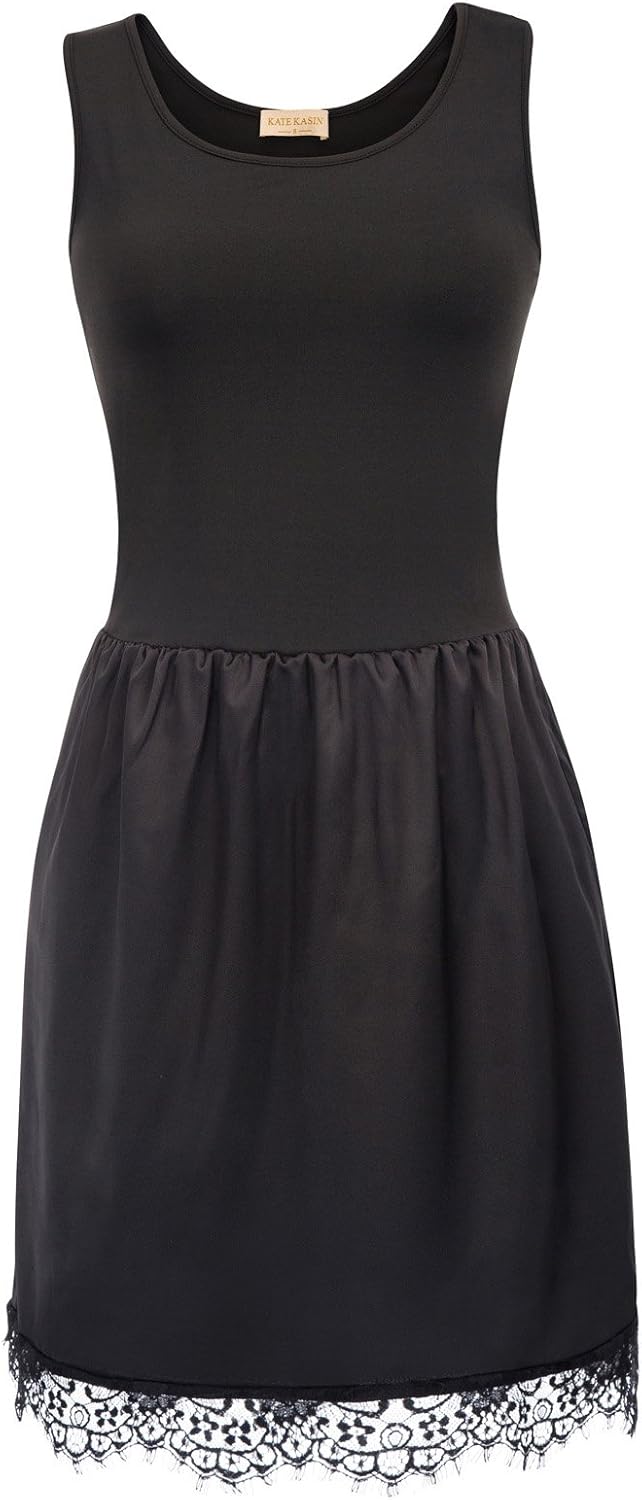 Kate Kasin Women Full Slip for Under Dress Lace Trim Satin Slip Cami Dress Nightwear at  Women’s Clothing store