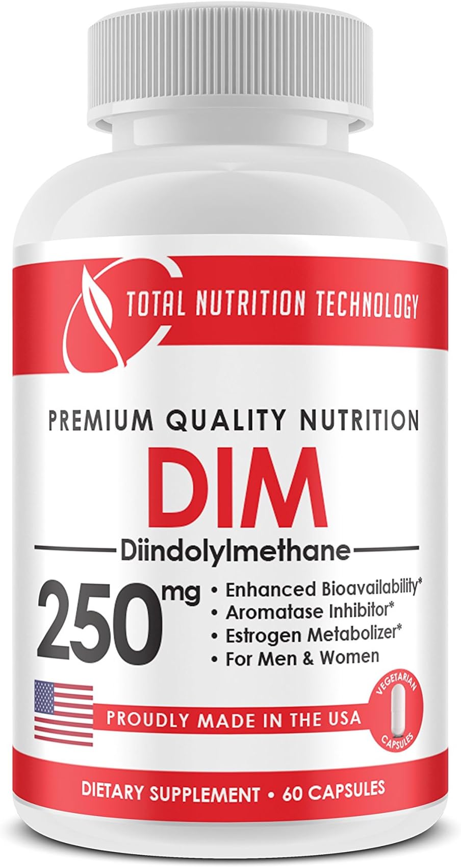 DIM Supplement 250mg Plus BioPerine - Estrogen Balance - Aromatase Inhibitor-Menopause Support - TNT Supplements (60 Capsules)