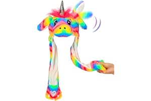 Easfan Animal Hat with Plush Moving Ears Jumping Pop Up Beating Hat Dress Up Cosplay Easter Birthday Gift for Kids, 22''