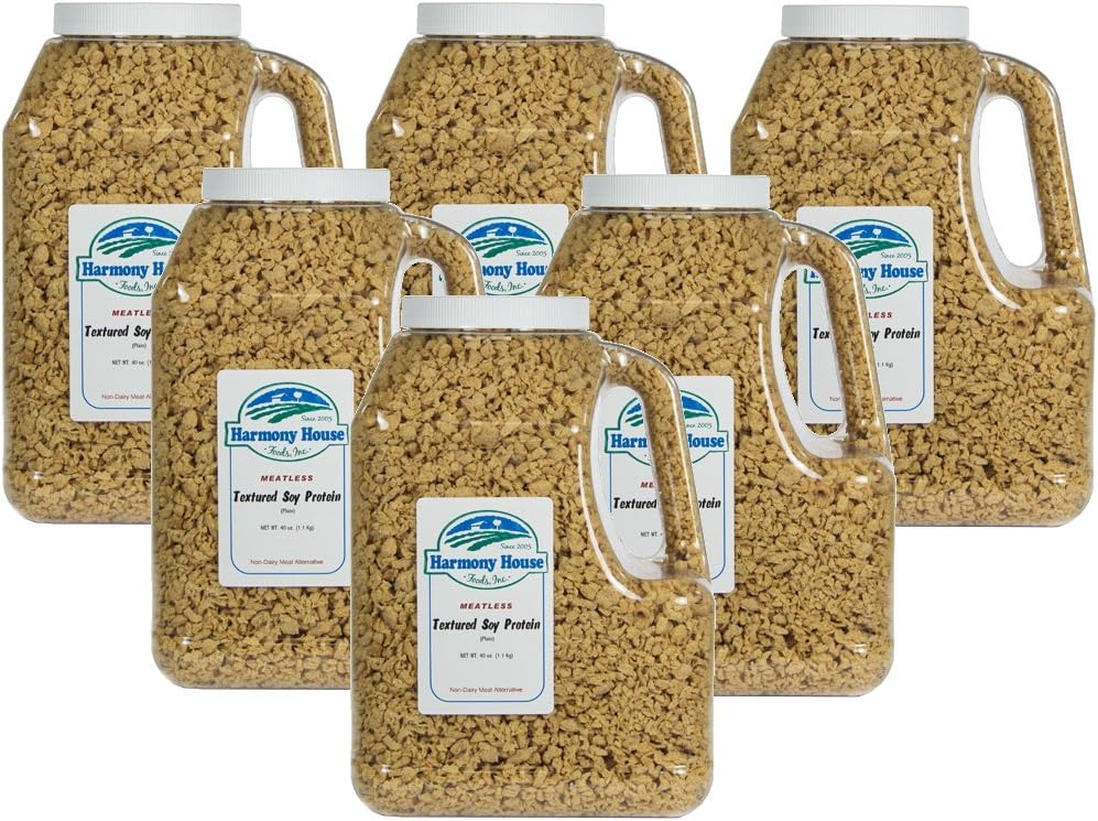 Harmony House Foods, Textured Soy Flour, Plain (40 Oz Gallon Size Jug) - Set of 6