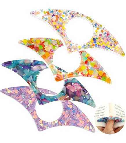 Dimeho 4Pcs Book Page Holder For Reading Dried Flower Resin Thumb Bookmark Handmade...