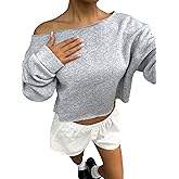 Floerns Women's Off The Shoulder Sweatshirts Long Sleeve Oversized Pullover Tops
