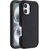 Defender Case for iPhone 16 Case Includes Belt Clip Holster Compatible with Samsung Black