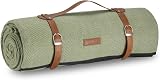 VonShef Picnic Blanket Green Herringbone 8 Person Waterproof Backing view 1