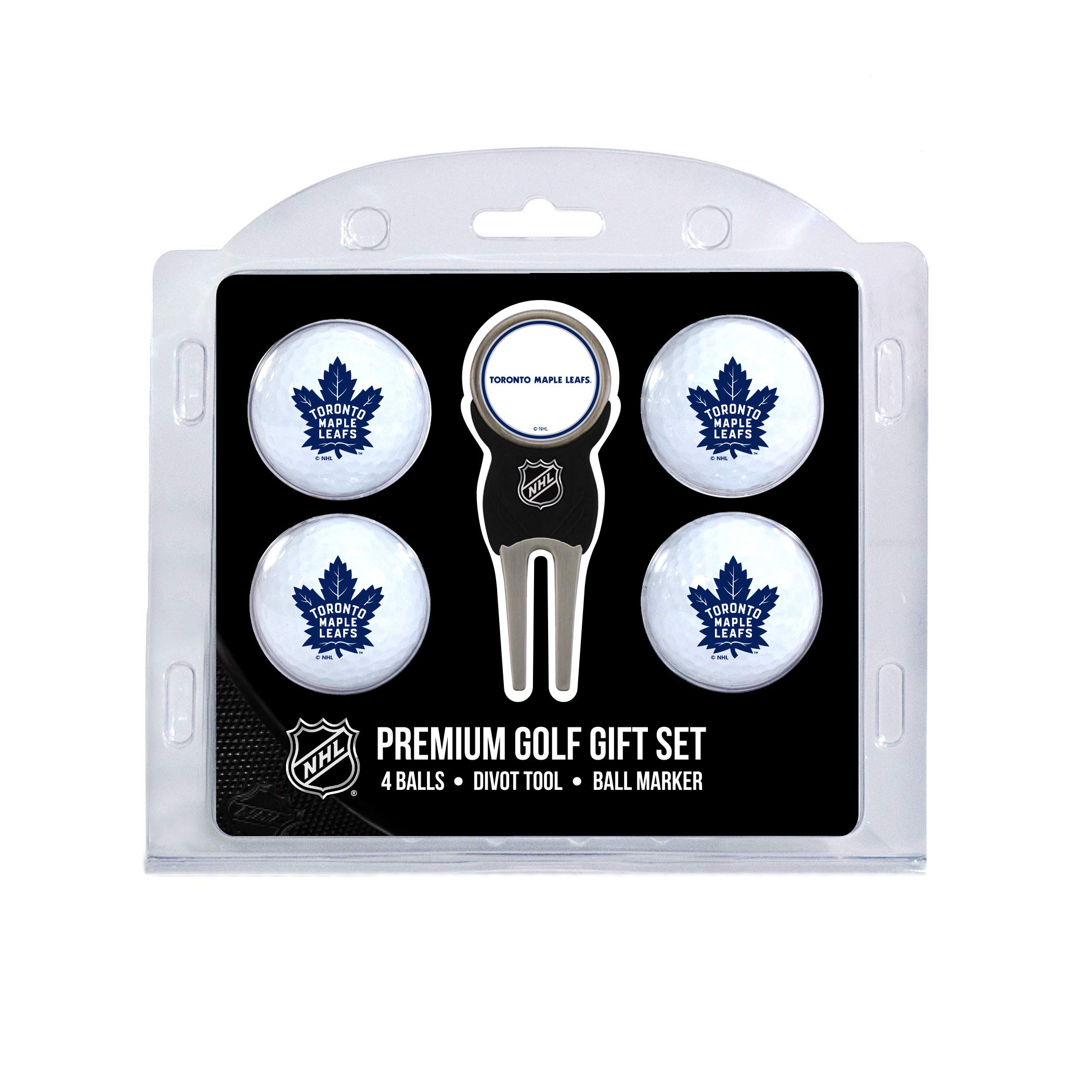 Team Golf NHL Toronto Maple Leafs 4 Golf Ball And Divot Tool Set Regulation Size Golf Balls (4 Count) & Divot Tool with Removable Double-Sided Magnetic Marker