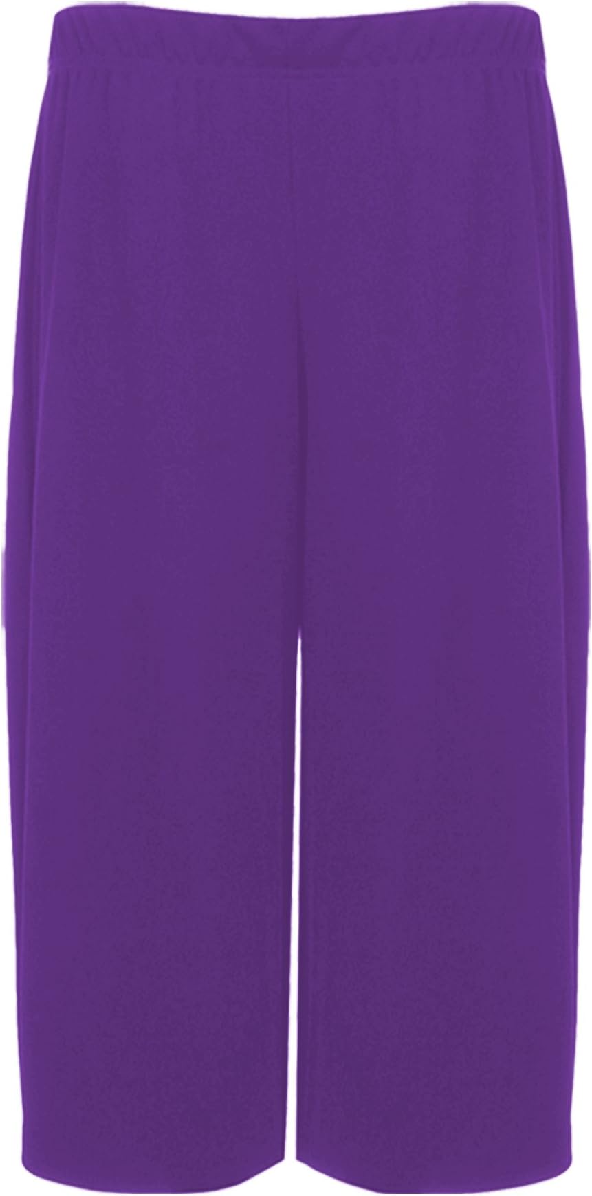 Shineboy Womens Ladies Plus Size Crepe Plain Stretch Wide Leg Culottes Shorts Pants 12-30