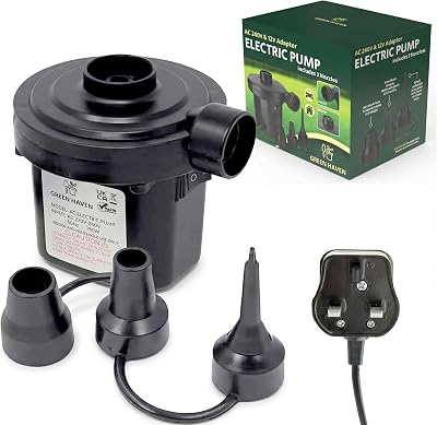 Green Haven Electric Air Pump 240V 150W with 3 Nozzles for Inflatables