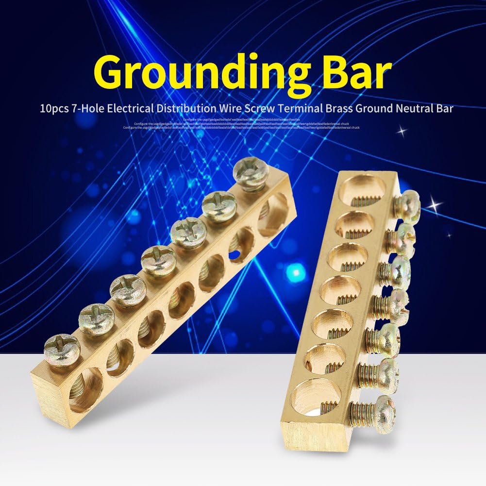 Ground Bar,Grounding Bar Terminal Bar 10pcs 7Hole Electrical