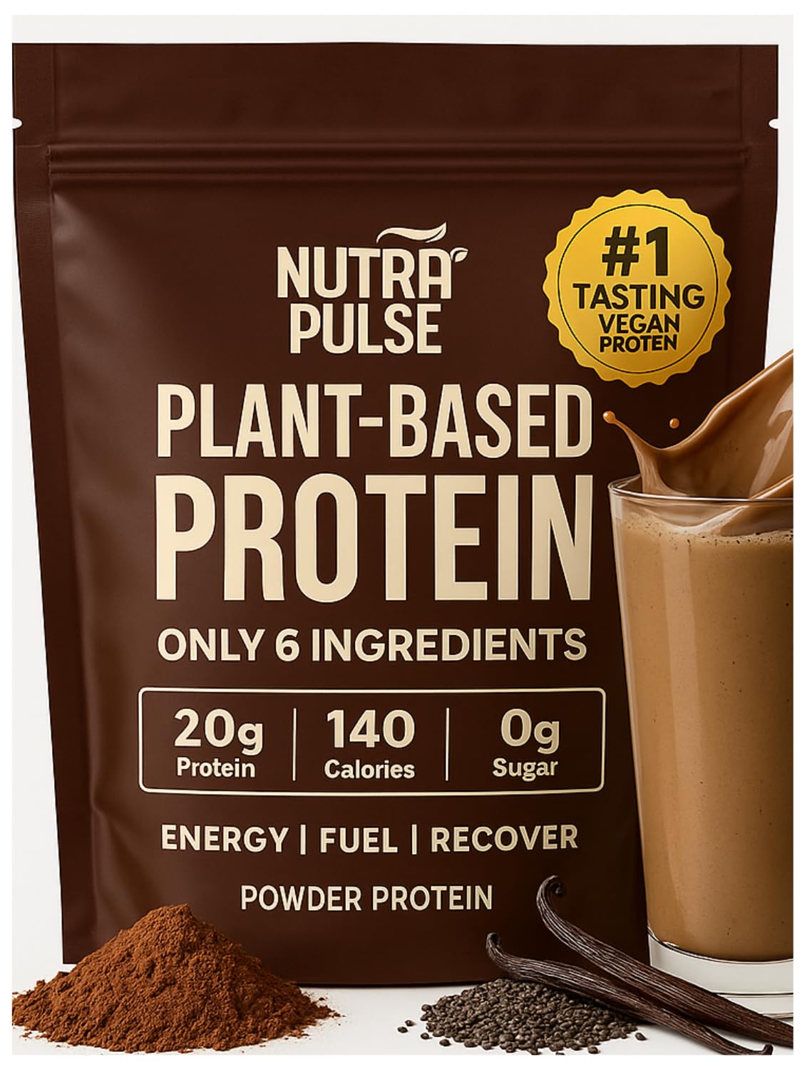 NUTRAPULSE Chocolate Vegan Protein Powder – 20g