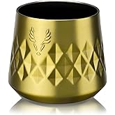 Viski Paragon Whiskey Taster Cocktail Tumbler, Ceramic Lined Insulated Rocks Tumbler Stainless Steel Rocks Glass Gold 8oz Set of 1