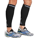 Thoxcare Calf Compression Sleeve for Men Women (1 Pair), Leg Support Footless Compression Socks for Running - Shin Splint Varicose Veins Swelling & Pain Relief, Black/Gray, X-Large