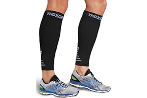 Thoxcare Calf Compression Sleeve for Men Women (1 Pair), Leg Support Footless Compression Socks for Running - Shin Splint Varicose Veins Swelling & Pain Relief, Black/Gray, Medium