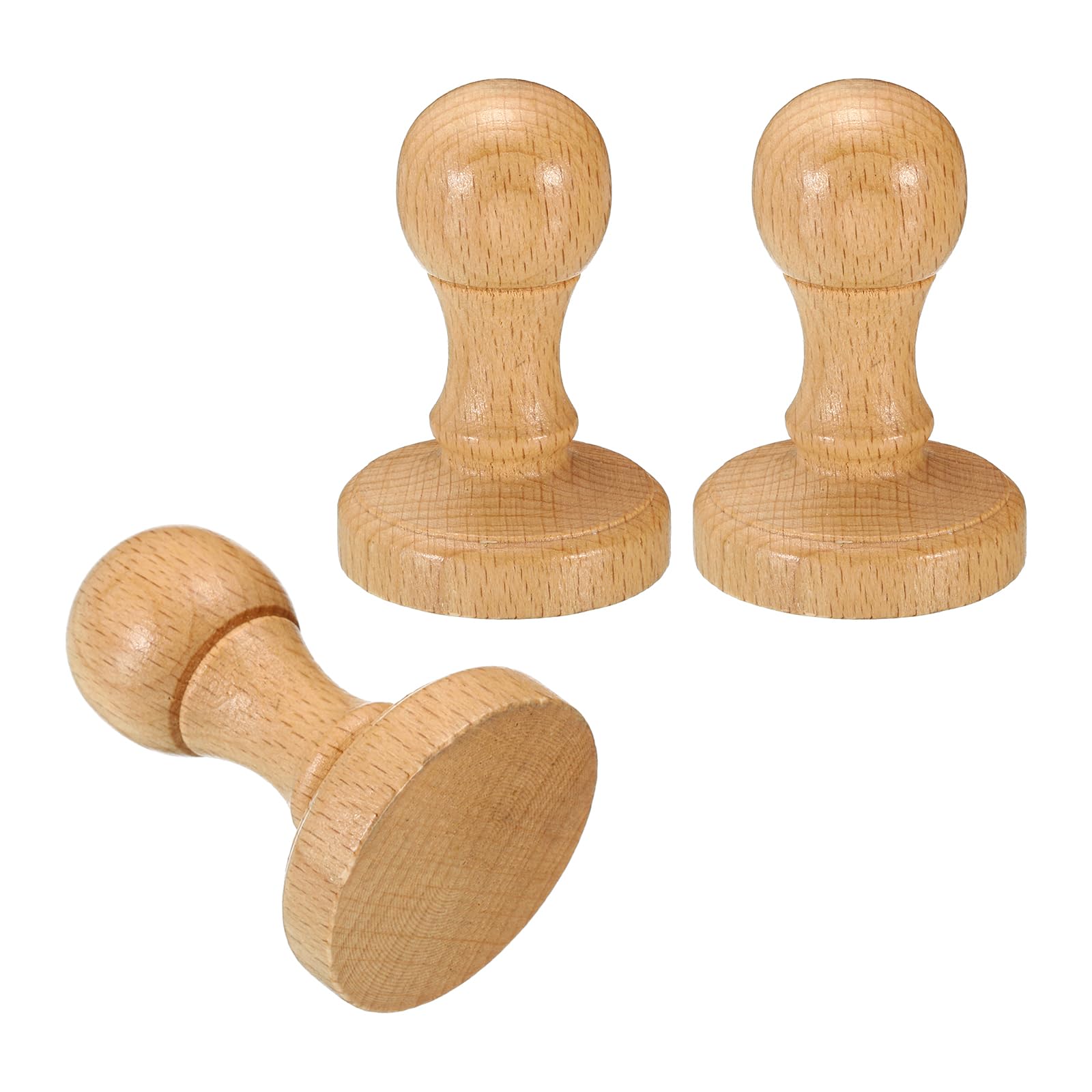 PATIKIL 40mm Stamp Wood Round Handle, 3 Pack Wooden Knobs Mounts Drawer Pulls for Stamp Making DIY Crafting Scrapbooking, Brown