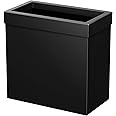 Gatco Modern Rectangle Wastebasket, Matte Black - Stainless Steel Trash Can with Removable Lid, Leakproof, 3 Gallon Capacity for Bathroom, Bedroom, Kitchen, or Office