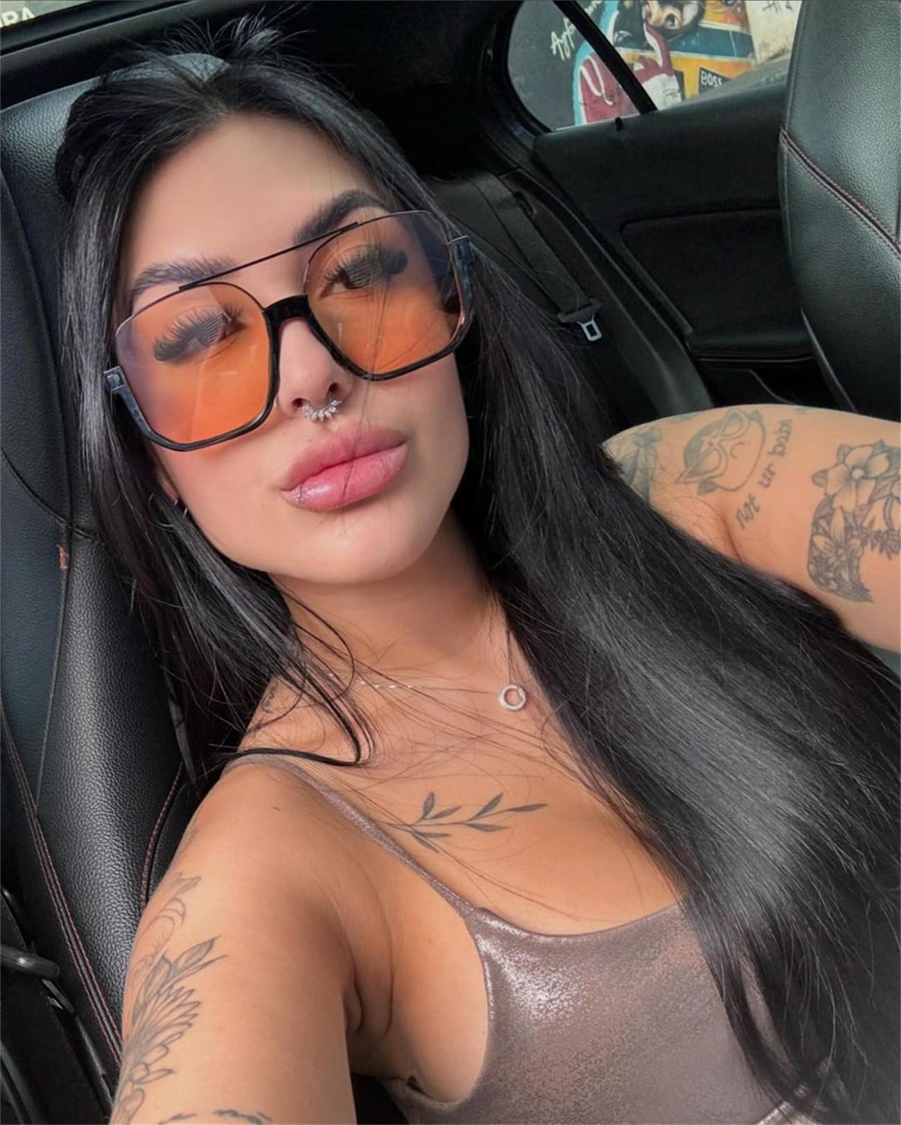 GUVIVI Retro Oversized Aviator Sunglasses for Women Men Square Double Bridge Pilot Sun Glasses 70s Trendy Shades