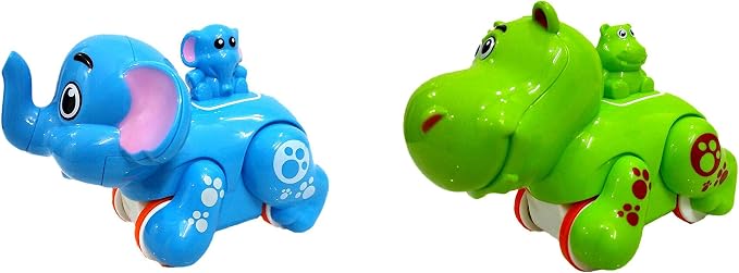 Vibgyor Vibes Colourful Press and Go Friction Animal Toys (Pack of 2) Best for Return Gifts, Multi Color