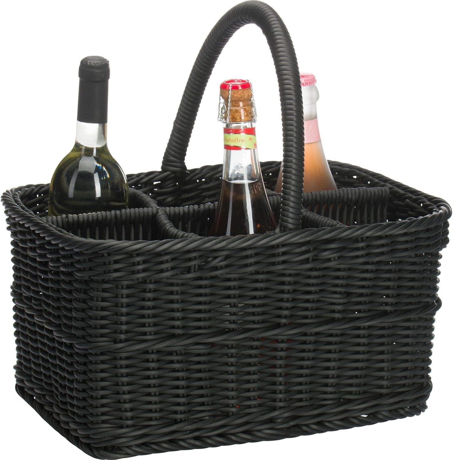 Saleen Flaschen-Korb für bis zu 6 Flaschen, Gastrotauglich, Rechteckig, 30 x 29 x 20 cm, Kunststofffaser, Schwarz, 02011619101