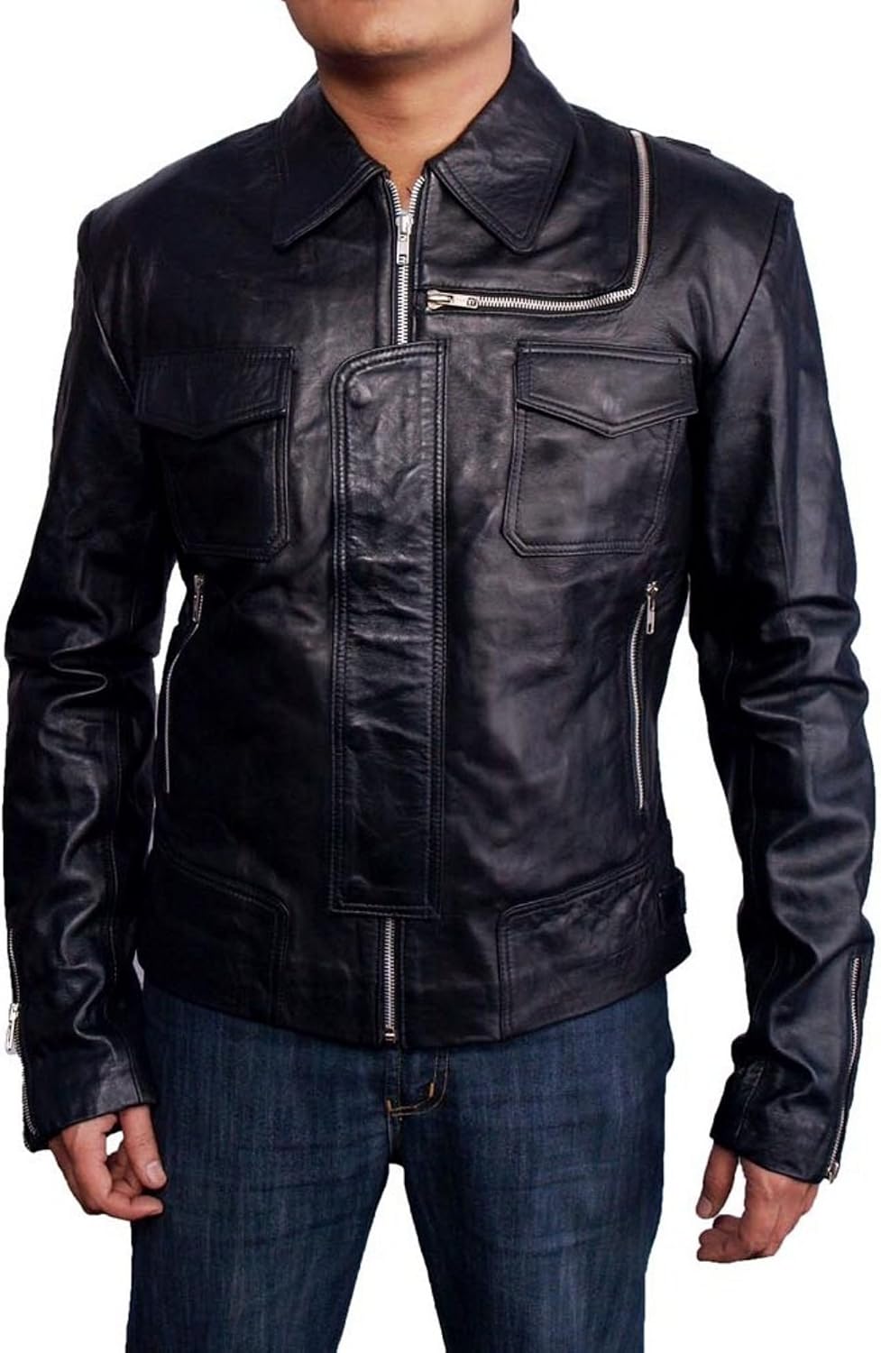 Leather jacket for men in Stylish black made with 100% real leather