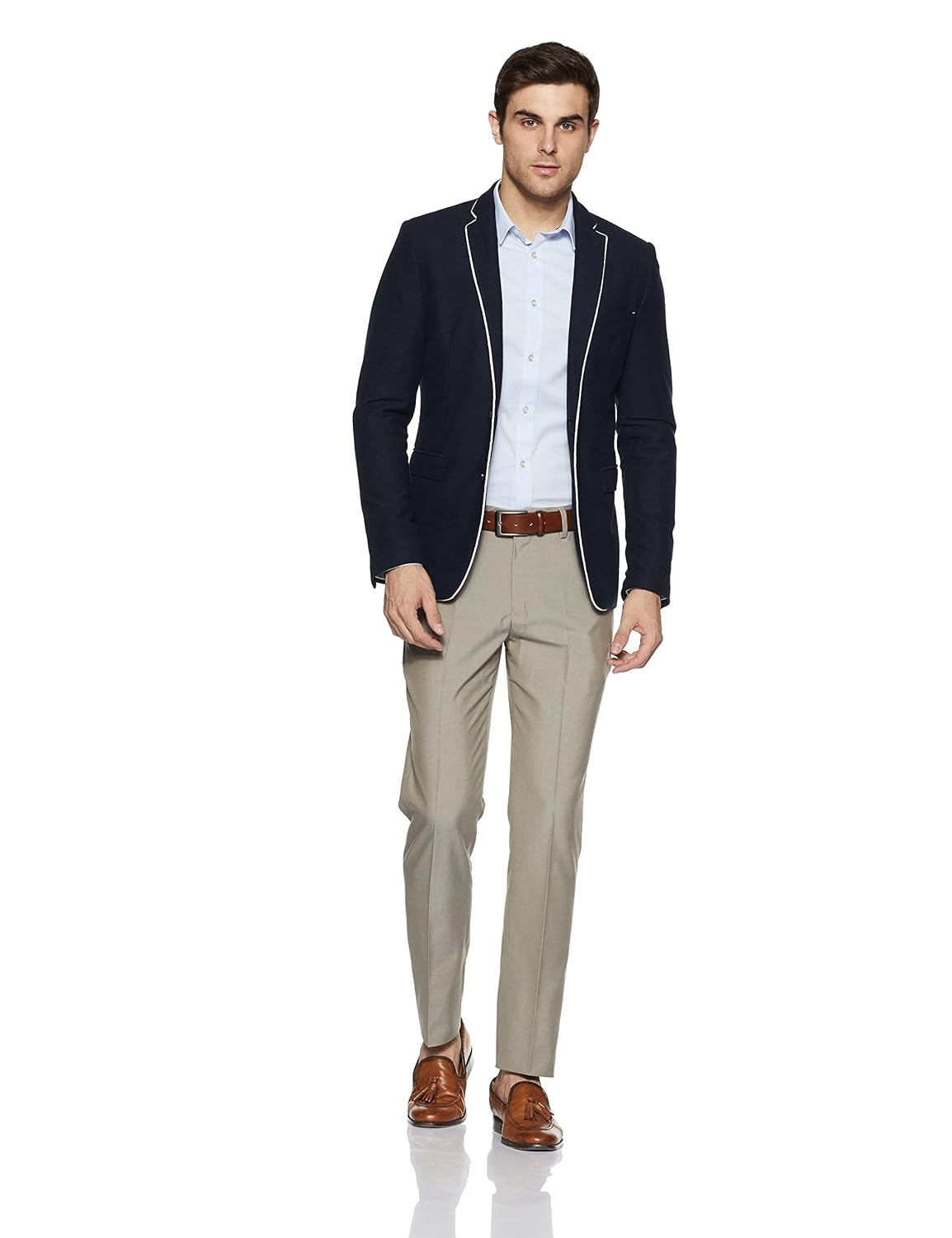 peter england men's slim fit formal trousers