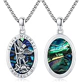Brisskaari 925 Sterling Silver Patron Saint Amulet Necklace for Men Women Religious Catholic Jewelry Gifts for Him Her