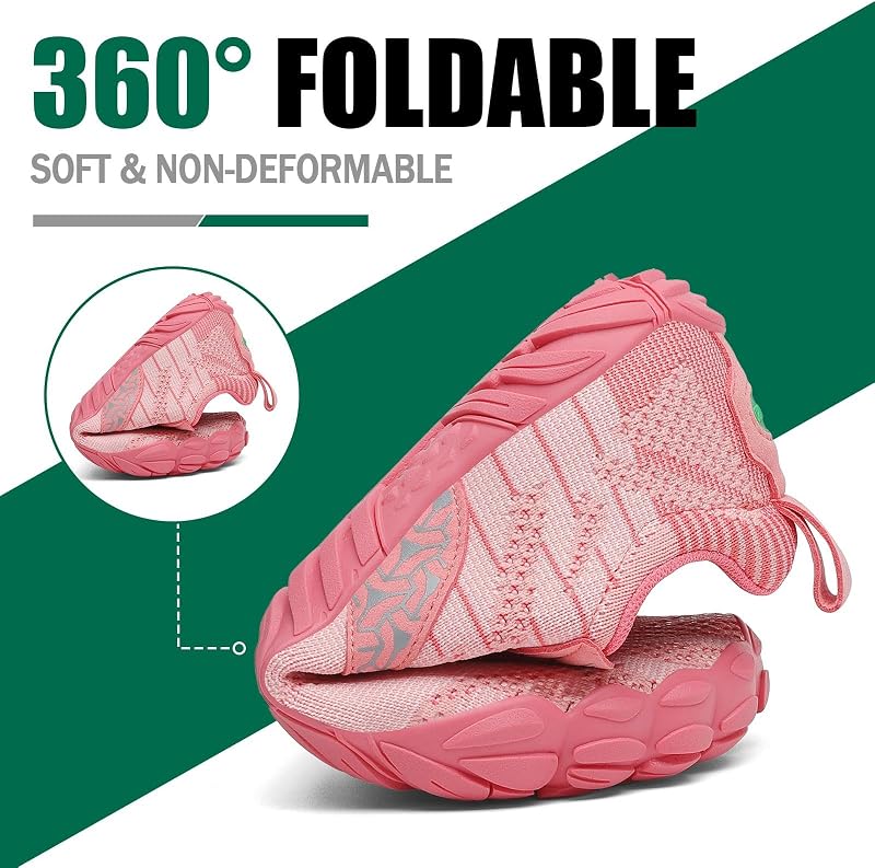 Barefoot Shoes Uomo Donna Scarpe Barefoot Minimaliste Scarpe a Piedi Nudi Antiscivolo Scarpe Trail Running Leggere Scarpe Dita Rosa Salmone,Gr.42