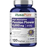 NusaPure Passion Flower 20:1 Extract, 300 mg Equivalent to 6,000mg, 120 Veggie Caps, Non-GMO, Bioperine, & Vegan Extract Supplement