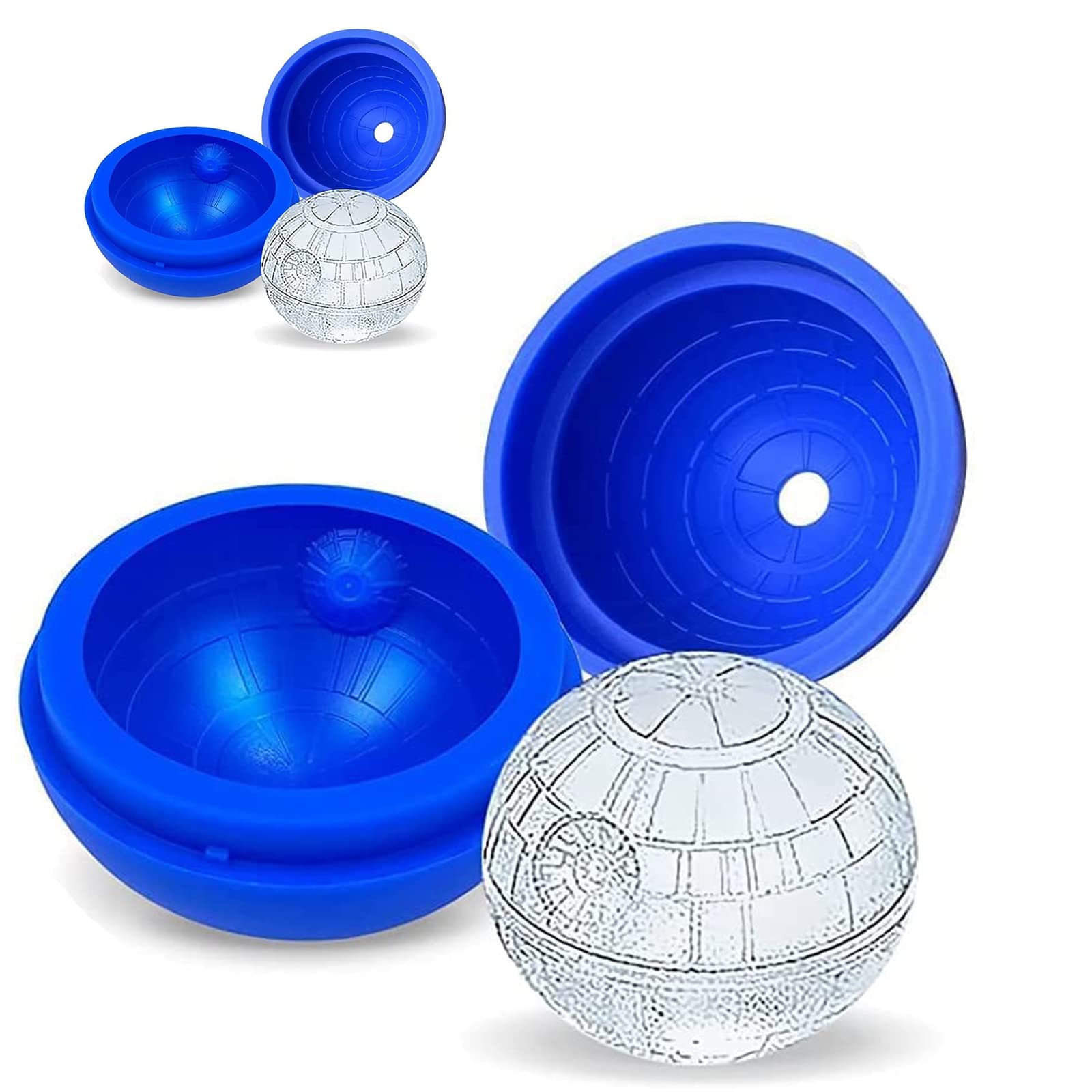 3D Death Star Wars Silicone Ice Cube Mould Chocolate Mould Round Ice Cube Tray for Whiskey(2 PC)