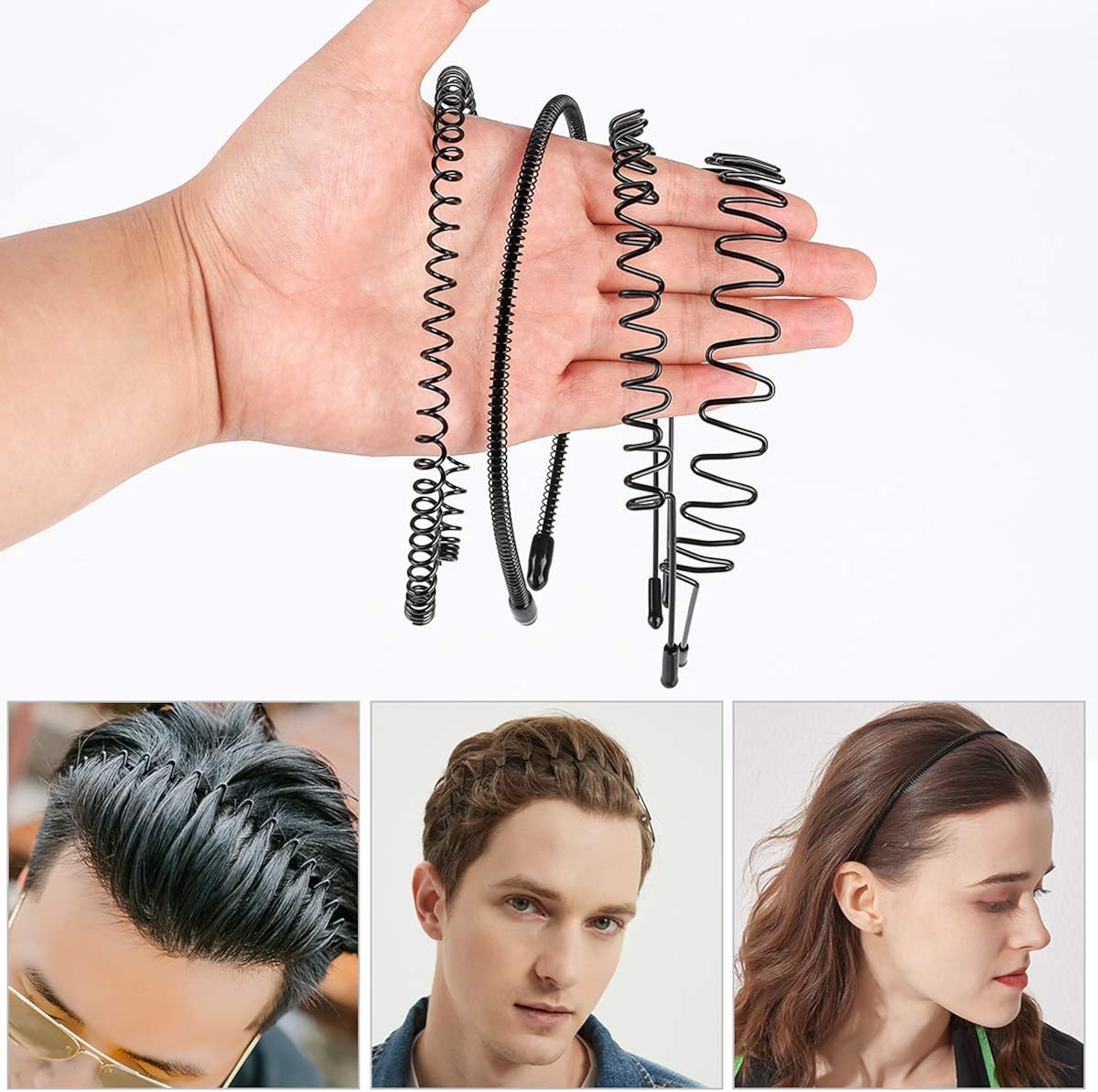 Amazon Hooami カチューシャ スプリング ヘアバンド 痛くない 長時間つけ 波型 くし付き 滑り止め シンプル 前髪 髪飾り メンズ カチューシャ 9本セット C カチューシャ ヘアバンド 通販