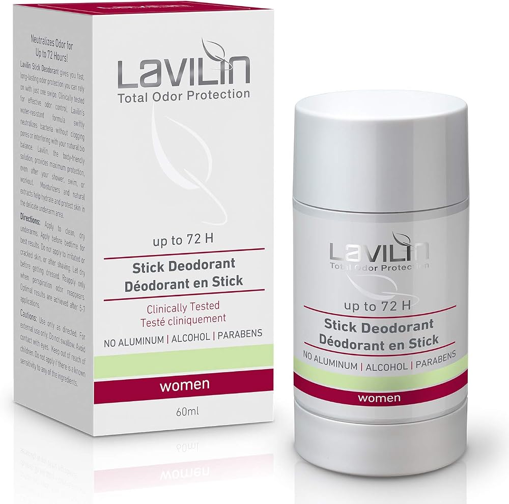 Lavilin Underarm Deodorant Stick Women 72Hr Protection Alcohol Paraben Aluminum
