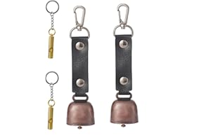 Changyeah 2 Pair Bear Bell and Whistle With Magnetic Silencer, Carabiner for Hiking Camping, Emergency Loud Bear Bell