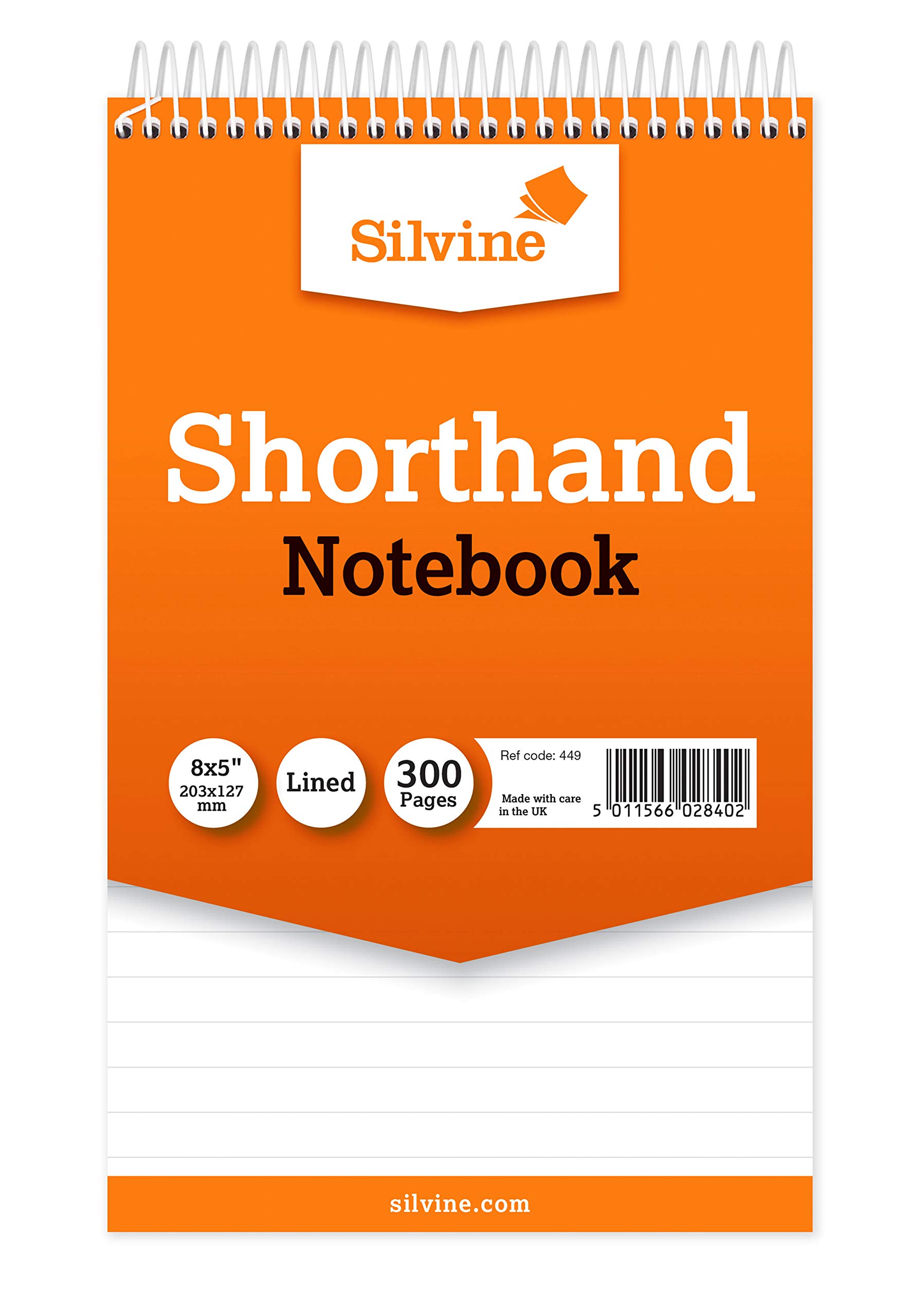 Silvine 8x5" Reporter's Spiral Shorthand Notebook with 300 Pages (Pack of 5) (Cover may vary)