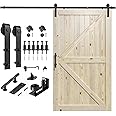 SMARTSTANDARD 48in x 84in Sliding Barn Door with 8ft Barn Door Hardware Kit Included, Unfinished Solid Spruce Wood Door, Assembly Required, DIY, Stainable, Natural