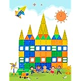 Vanstarry 65 Piece Magnetic Tiles Building Blocks Set for Boys Girls Preschool Educational Construction Kit Magnet Stacking T