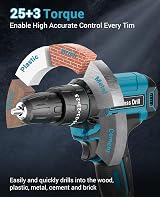 MHPRO Cordless Drill Set 21V 2 Batteries 2000mAh 42N.m 2 Speed 14 Bits view 2