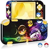 DLseego Cartoon Balls Switch Lite Protective Case Cool Hard PC Shell Shockproof Scratch Resistant Cover Joy Con Japanese Amine Skin with 2PCS Blue and Red Balls Thumb Grips Caps for Switch 2019