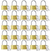Yaocom 24 Pcs Small Padlock with Key for Locker, 30mm, Brass | Solid Brass Construction, Keyed Different, 3 Included Each, for Gym Lockers, Luggage, Storage Cabinets, Gates, Sheds