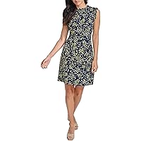 Tommy Hilfiger Women's Sleeveless Crew Neck Floral Print Jersey Shift Dress,  Parakeet Multi, 0 at Amazon Women's Clothing store
