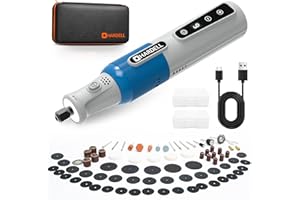 HARDELL Cordless Rotary Tool Kit, 8V 6-Speed Rotary Tool with Digital Display and USB-C Charge, Multi-Function Mototool with 80PCS Accessories for Carving, Sanding, Polishing DIY Crafts