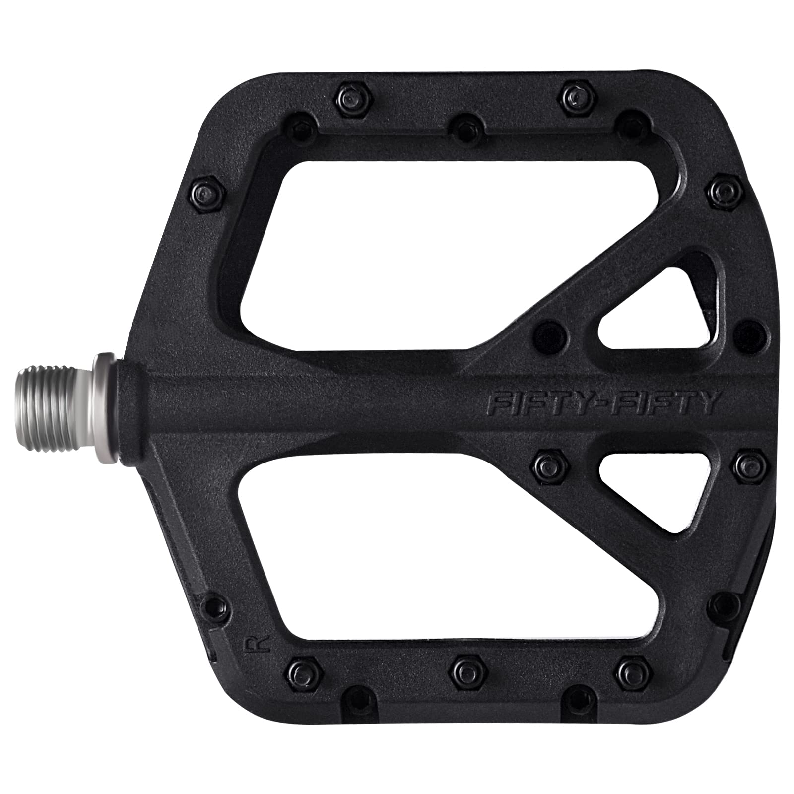 FIFTY-FIFTY Mountain Bike Pedals, Non-Slip MTB Nylon Composite, 9/16" Bicycle Pedals, Lightweight and Wide Flat Platform (Black)