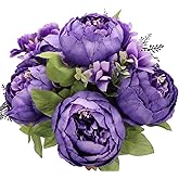 Duovlo Artificial Peony Silk Flowers Fake Flowers Vintage Wedding Home Decoration,Pack of 1 (Medium Purple)