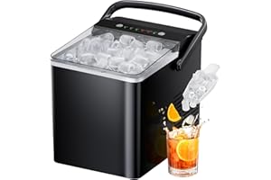 TOTNZ Ice Maker Countertops, Ice Machine with Self-Cleaning 1.8L Water Tank Large Ice Basket, Portable Ice Maker Produces 9 Ice Cubes in Just 6 Minutes Ideal for Home Kitchens and RVs
