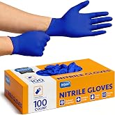 Amazon Basic Care Disposable Nitrile Gloves, Pack of 100, Size M, Blue - View 4