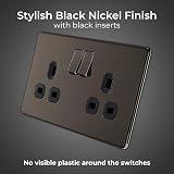 BG Electrical Double Switched Power Socket Flatplate Black Nickel 13A FBN22B view 2
