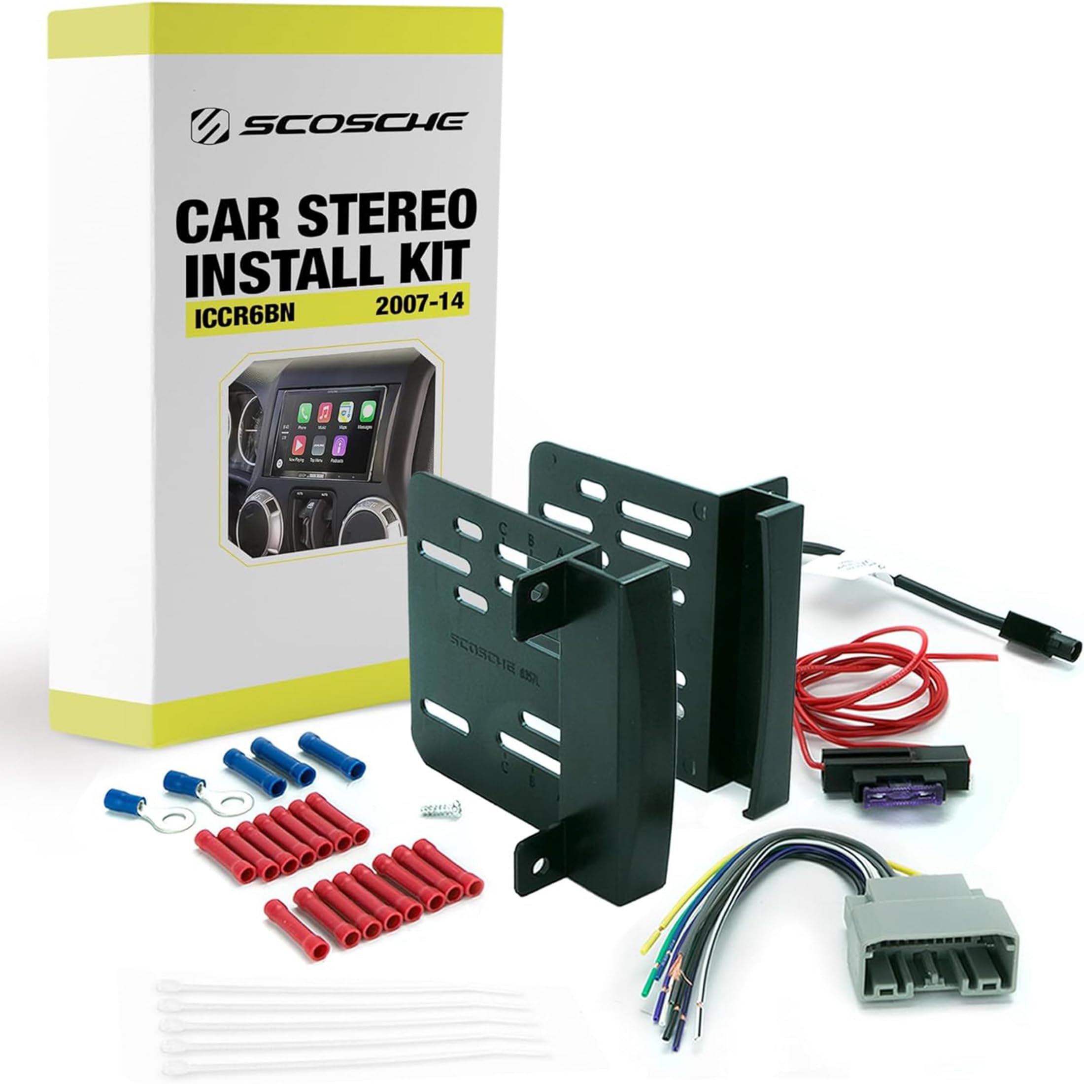 Photo 1 of Scosche ICCR6BN Double DIN Radio Installation Dash Kit Compatible with Select 2007-2020 Chrysler, Dodge, Jeep and RAM Vehicles - Complete Aftermarket Car Stereo Install Kit - See Fit Guide In Images