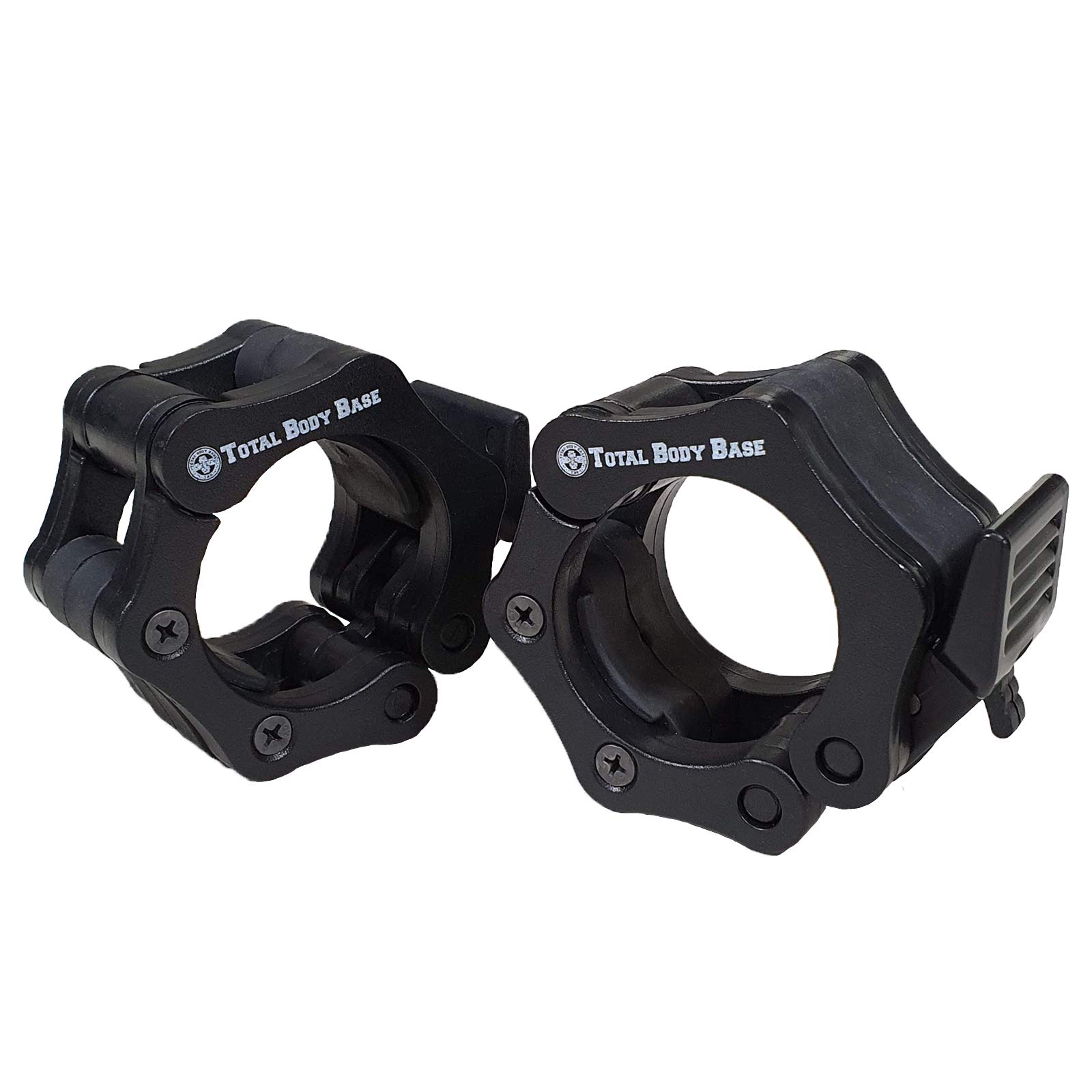 Total Body Base Olympic 2” Barbell Collars 1 Pair Quick Release Dumbbell Clamps Clips (Black)