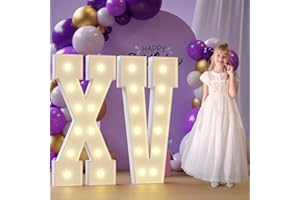 Rielmox Marquee Numbers, 4FT Number XV Light Up Number, Marquee Numbers 4 Feet Tall for Birthday Decorations Party Decor White Large Anniversary Decoration for Boys Girls Men Women