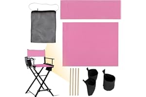 KAEGREEL Pink Canvas Replacement Kit for Makeup Chair (Chair Not Included), 5-in-1 Director Chair Accessories Covers Replacement Set with Seat Back Covers, Sticks, Storage Bags (Only Replacement Kit)