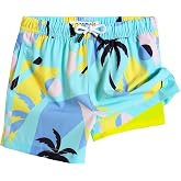 maamgic Boys Swim Trunks with Compression Liner Toddler Stretch Swim Shorts