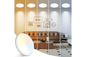 Peasur 7 inch LED Ceiling Light, 3000K/3500K/4000K/5000K/6500K Adjustable Flush Mount Light Fixture,1500LM 15W Thin White Round Lamp for Hallway Kitchen Bathroom Bedroom